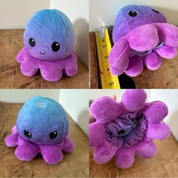 teeturtle Other - TeeTurtle Blue and Purple Reversible Octopus Plushie Stuffed Animal Toy